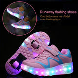 Rechargeable Led Roller Skates - Pink Size 30 - Close-Up Angle