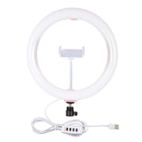 26cm Usb 3 Modes Dimmable Led Ring Light with Phone Clamp - Pink