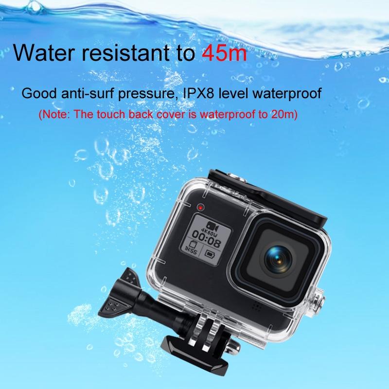 Waterproof Case for Gopro Hero8 with Touch Back Cover and Colour Lens Filter - 45m - Pink