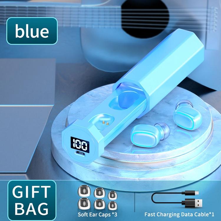 True Wireless Bluetooth Earphones with Digital Display and Charging Box - Pink