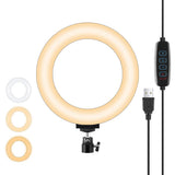16cm Usb Led Ring Light with Tripod and 3 Modes - Pink - Front View