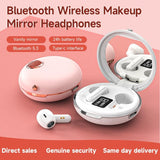 Wireless Hifi Stereo Earphones with Charging Case and Make-up Mirror - Pink - 45-Degree Angle