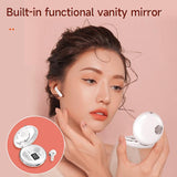 Wireless Hifi Stereo Earphones with Charging Case and Make-up Mirror - Pink - Rear View
