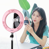 20cm Usb Dual Colour Led Ring Light with Phone Clamp - Pink - Top-Down View