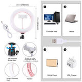 20cm Usb Dual Colour Led Ring Light with Phone Clamp - Pink - 45-Degree Angle
