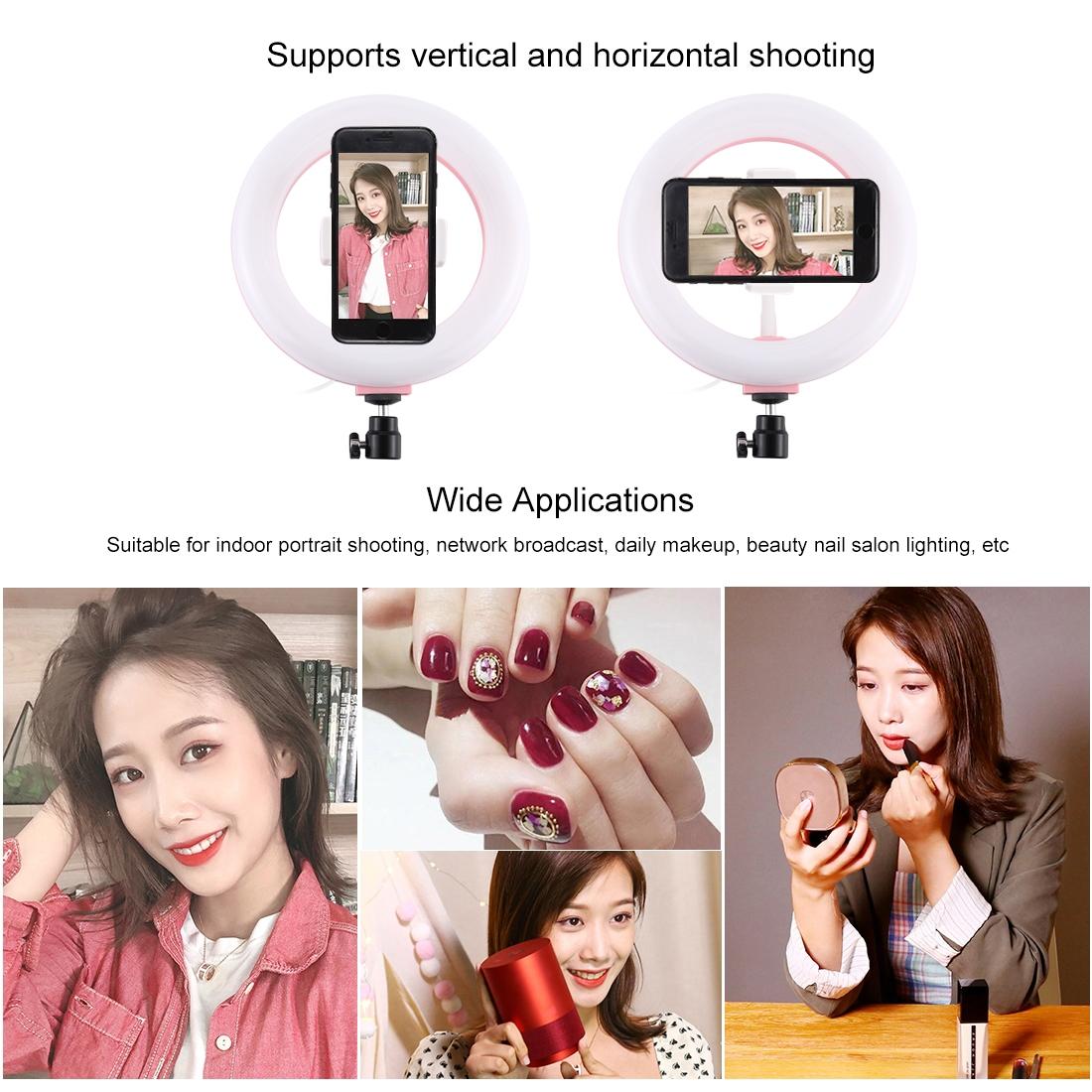 20cm Usb Dual Colour Led Ring Light with Phone Clamp - Pink