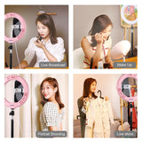 20cm Usb Dual Colour Led Ring Light with Phone Clamp - Pink - Extra Image