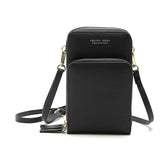 Women Pu Mobile Phone Shoulder Bag Large Capacity - Black