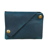 Leather Card Holder For Bank Cards Black - Blue - Front View