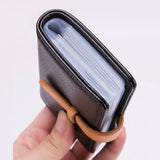 Portable Pu Leather Card Holder - Business & Credit Cards - Brown - Rear View