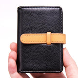Portable Pu Leather Card Holder - Business & Credit Cards - Brown - Close-Up Angle