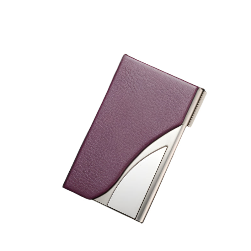 Stainless Steel Business Card Case Large Capacity - Litchi Black