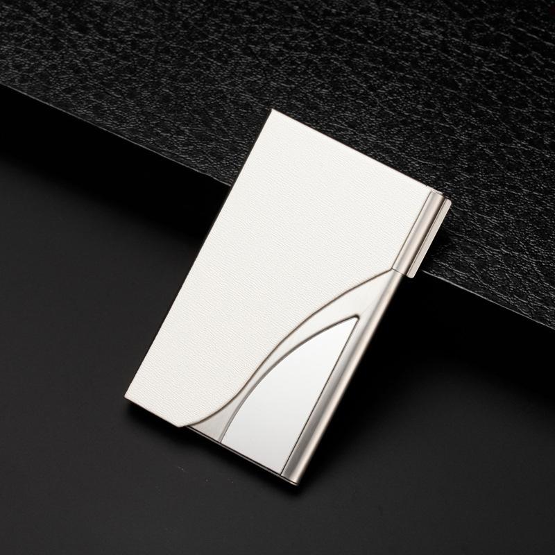 Stainless Steel Business Card Case Large Capacity - Litchi Black