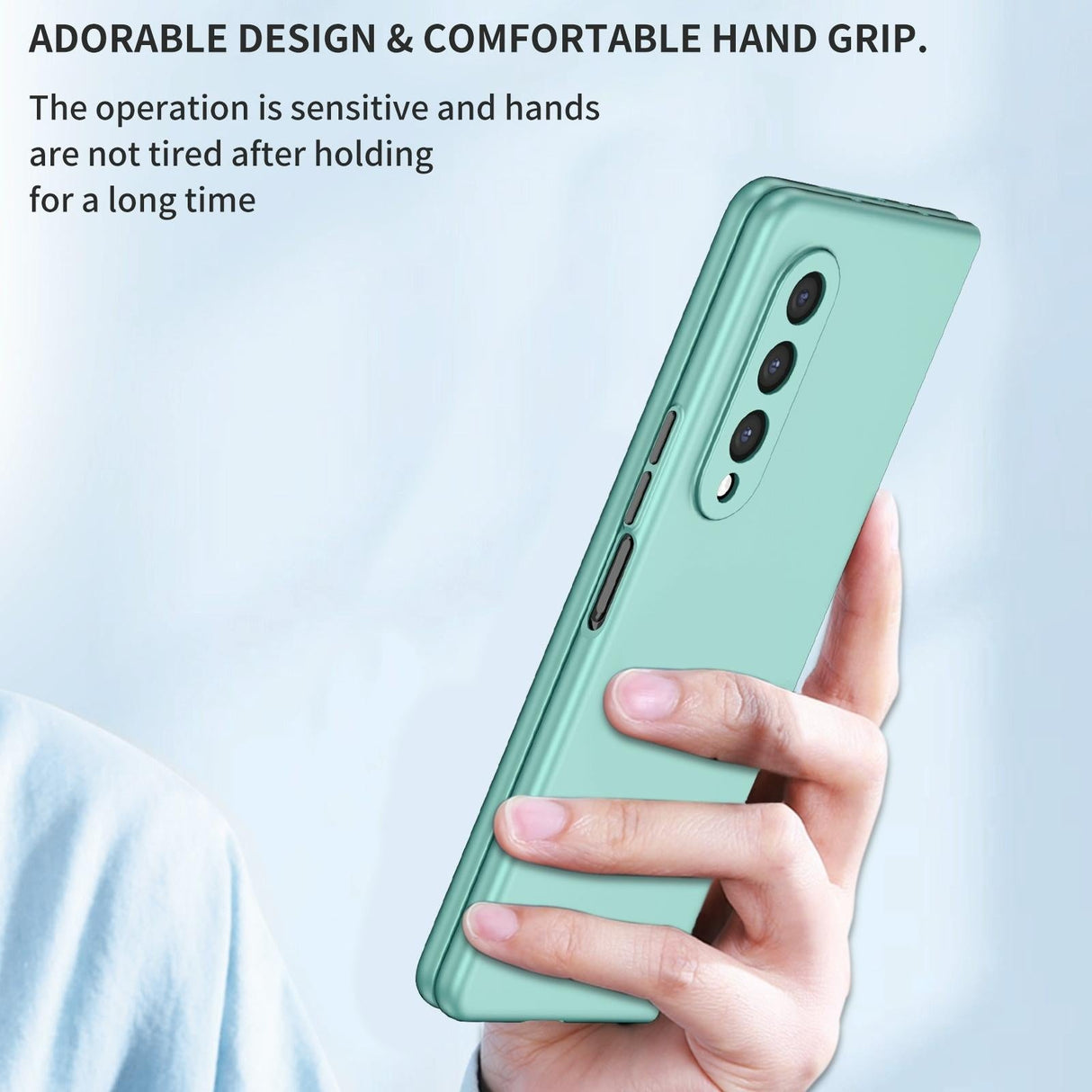 For Samsung Galaxy z Fold4 5G Foldable Armor Phone Case - Compact and Durable - Sky Blue
