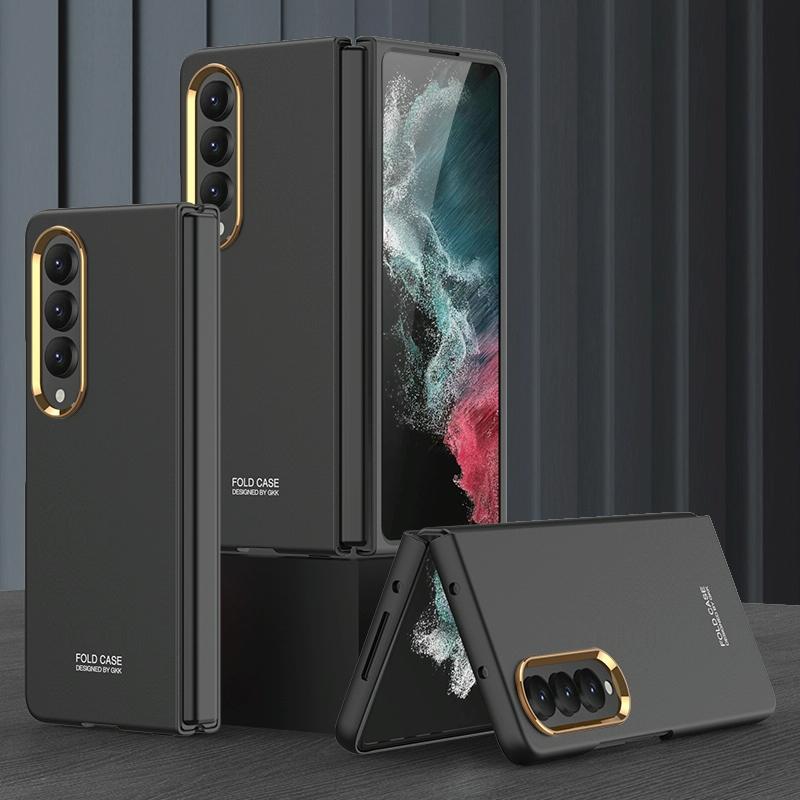 For Samsung Galaxy Z Fold4 5G Electroplating Lens Frame Case - Ultra Thin - Blue