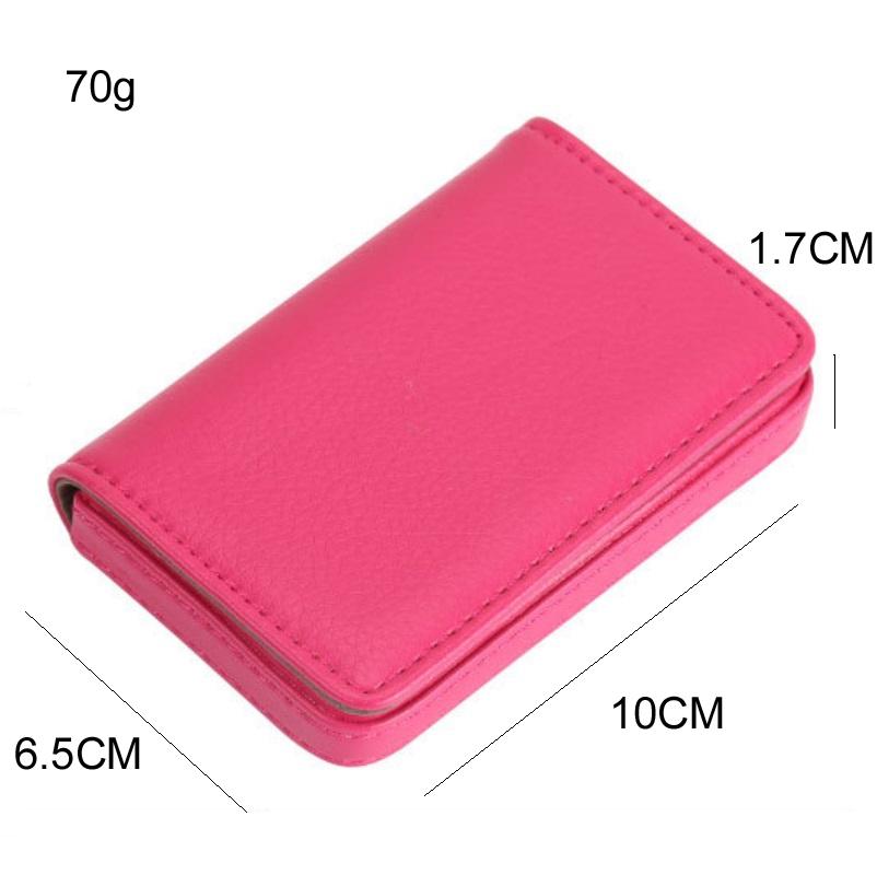 Stainless Steel Magnetic Business Card Holder Pu Leather Case - Pink