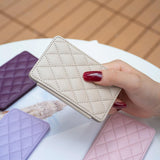 Rhombus Pattern Card Bag Back Sticker For Mobile Phones - Purple - Rear View