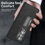 For Samsung Galaxy Z Fold4 5G Magnetic Phone Case - Napa Pattern - Green - Extra Image