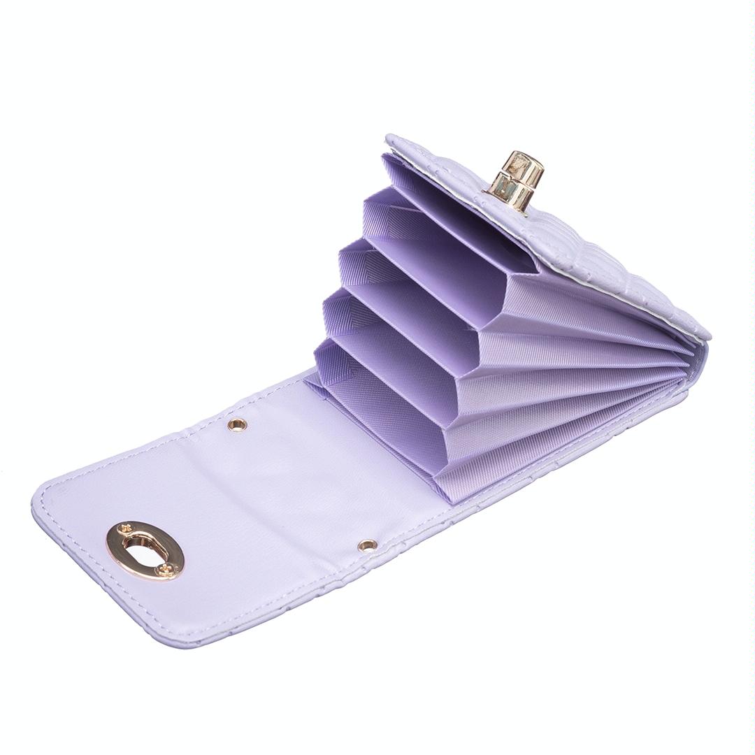 Vertical Card Bag With Metal Buckle For Mobile Phones - Purple