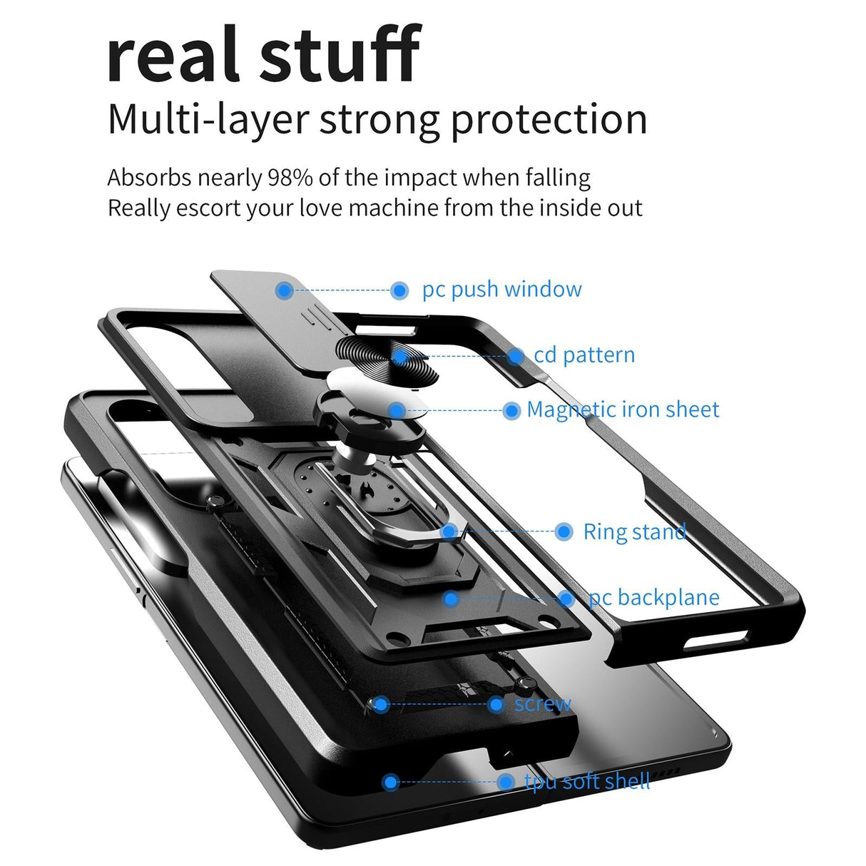 For Samsung Galaxy Z Fold4 5G Tpu Pc Case With Sliding Camera Cover - Black