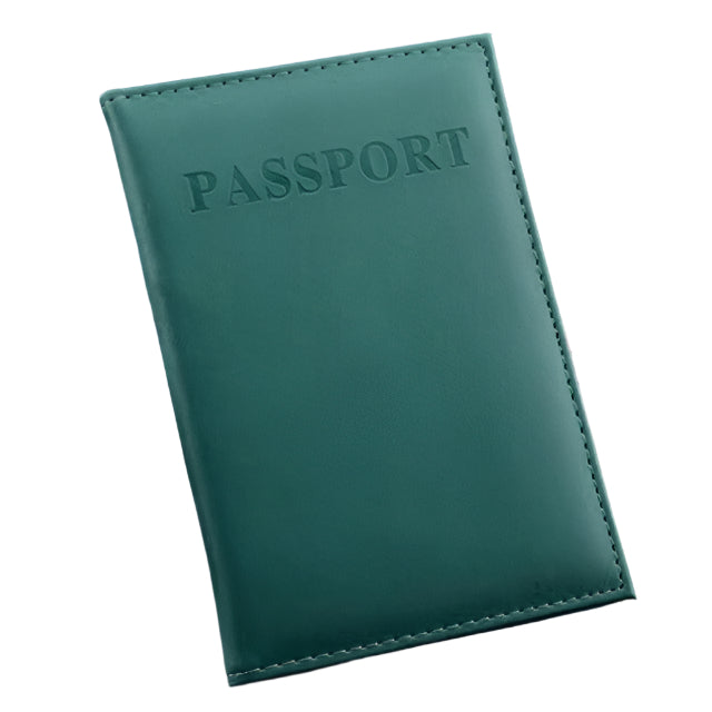 Travel Passport Cover Faux Leather Holder - Light Green
