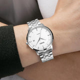 Men Casual Quartz Watch with Calendar - 1801 - Golden Steel Belt