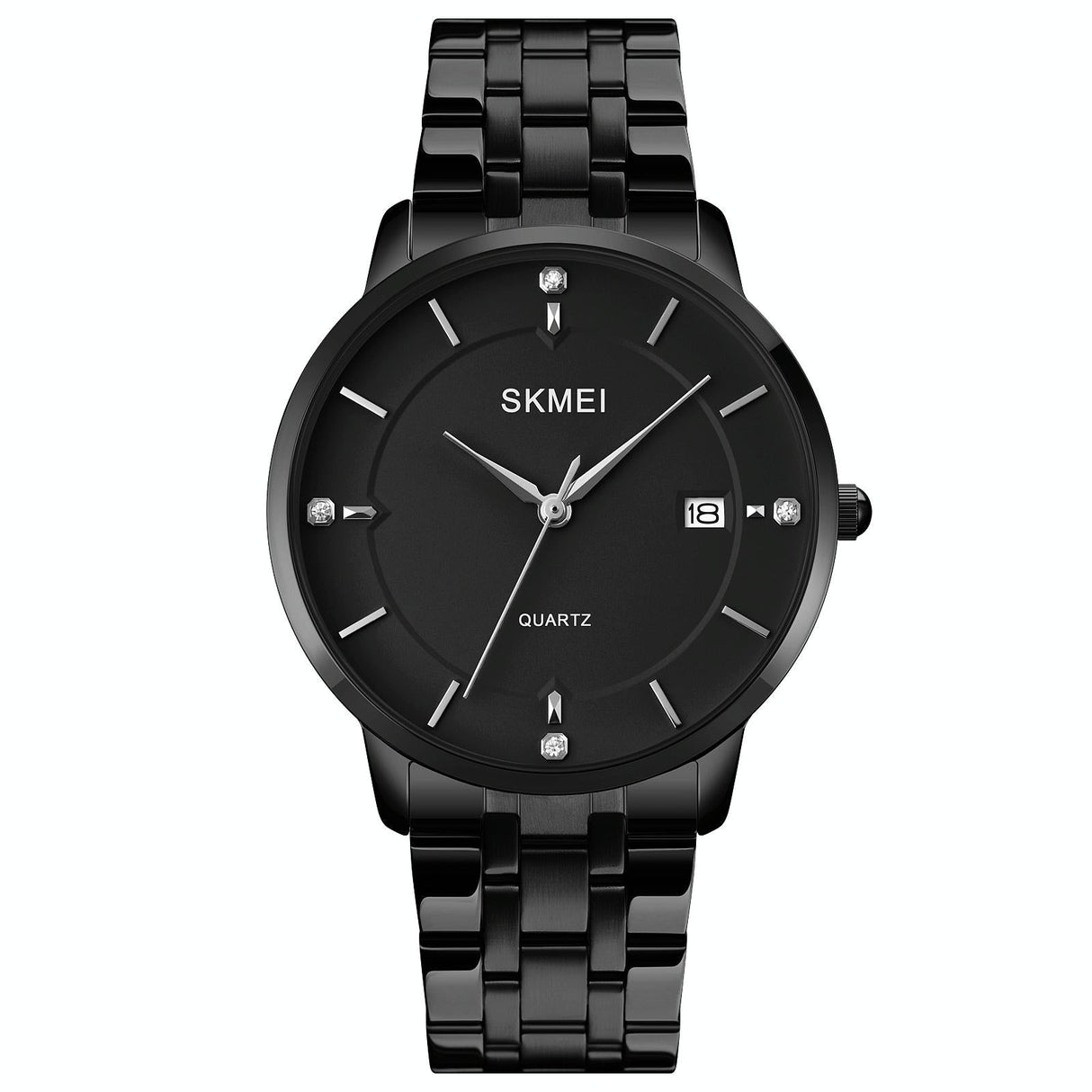 Men Casual Quartz Watch with Calendar - 1801 - Golden Steel Belt