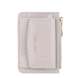 Multifunctional Crocodile Card Holder With Zipper Small Coin Purse - Grey