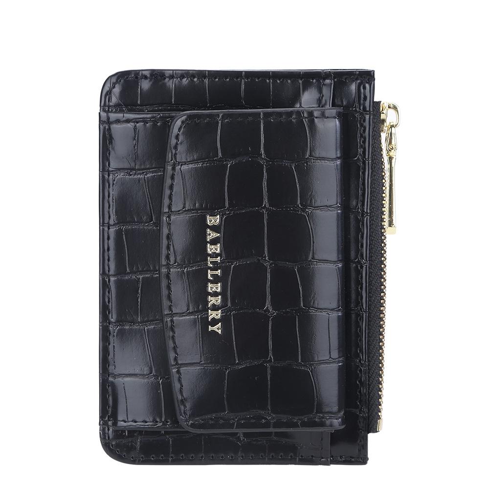 Multifunctional Crocodile Card Holder With Zipper Small Coin Purse - Grey