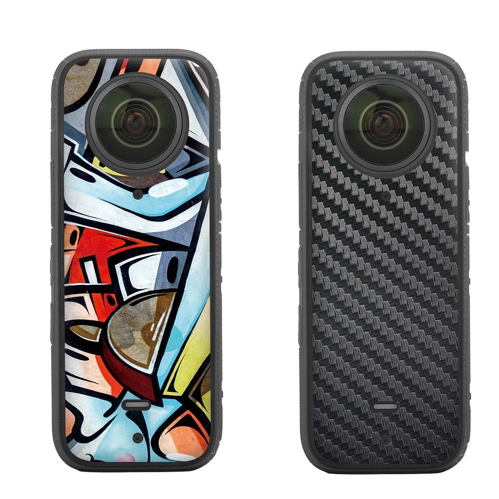 Protective Film Stickers for Dji Insta360 X3 Panoramic Camera - Hip -Hop + Carbon Pattern Black