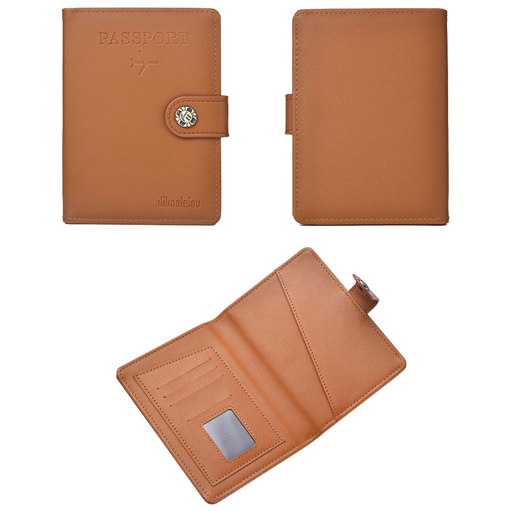 Multi Functional Passport Case With Buckle Dibaoleiou Pu Leather - Dark Brown