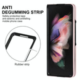 For Samsung Galaxy Z Fold4 5G Foldable Microfiber Phone Case - Rhombic Design - Brown