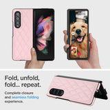 For Samsung Galaxy Z Fold4 5G Foldable Microfiber Phone Case - Rhombic Design - Brown - Rear View