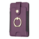 Metal Ring Card Bag Sticker For Mobile Phones - Purple - Front View