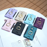Metal Ring Card Bag Sticker For Mobile Phones - Purple - Low Angle