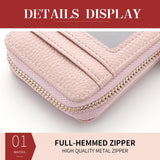 Multi Slot Short Card Holder With Zipper Coin Purse Pu Leather - Grey