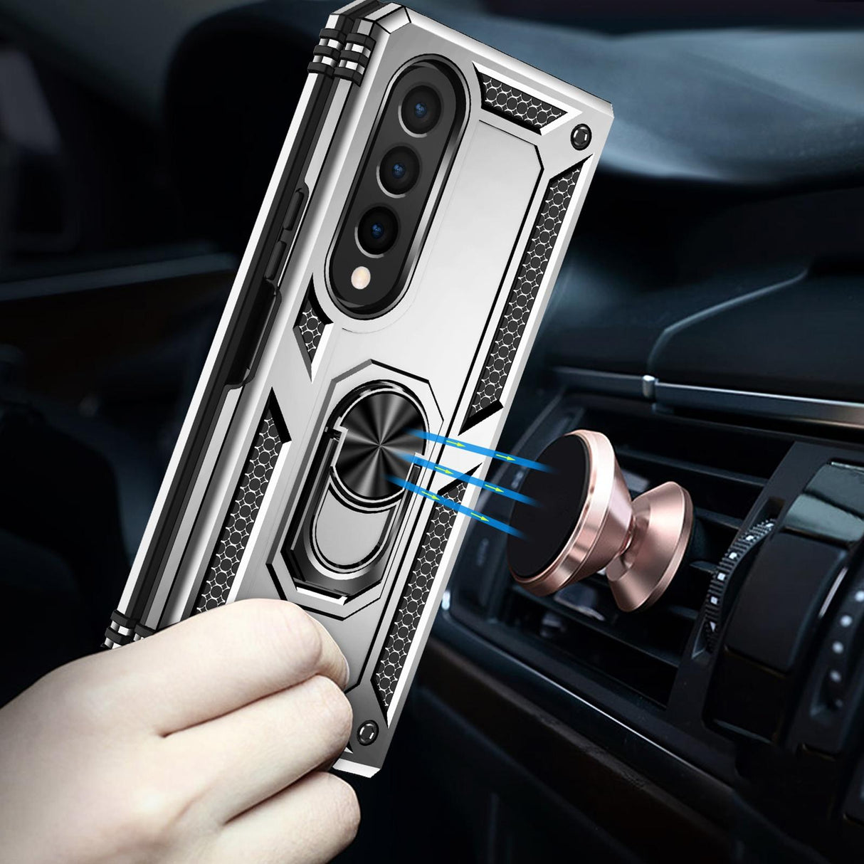 For Samsung Galaxy z Fold4 5G Tpu & Pc Shockproof Phone Case - Black
