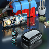 Wireless Bluetooth 5.0 Earphones with Digital Display and Charging Box - Green - Low Angle