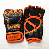 Adult Half-Finger Boxing Gloves For Training - Green - Top-Down View