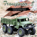 2.4ghz 4ch Rc Dongfeng 8 Six-wheeled Armor Truck Toy - Green - Side View