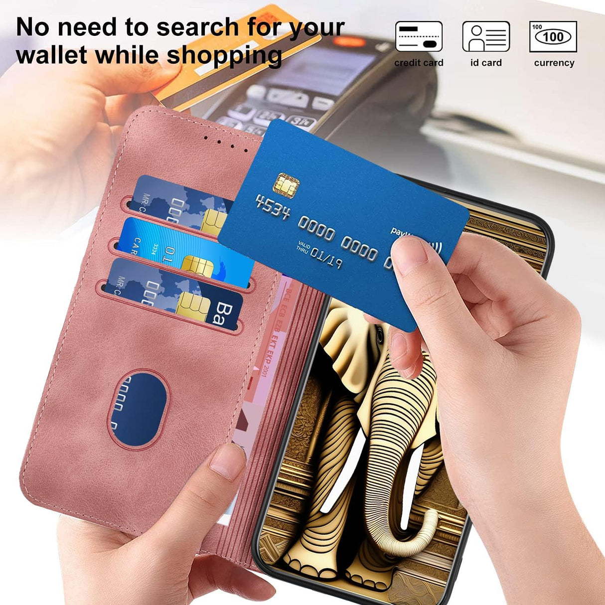 For Samsung Galaxy Z Fold4 5G Embossed Elephant Head Phone Case With Lanyard - Light Blue