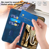 For Samsung Galaxy Z Fold4 5G Embossed Elephant Head Phone Case With Lanyard - Light Blue