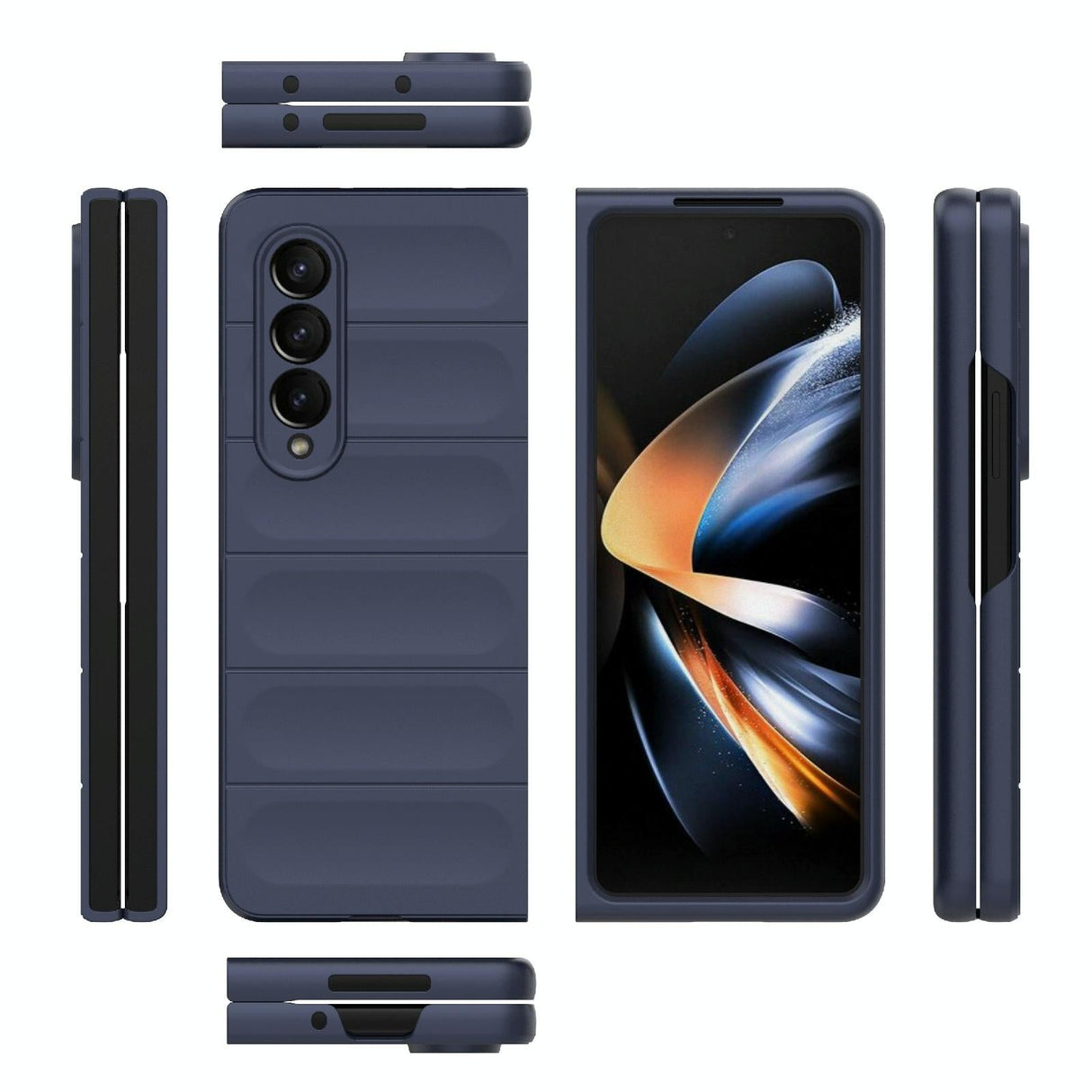For Samsung Galaxy Z Fold4 5G Foldable Shockproof Phone Case with Magic Shield - Slim Design - Dark Blue
