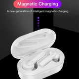 Waterproof Bluetooth Earphones with Magnetic Charging Box - 5.0 - Green