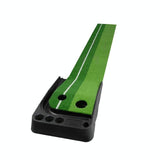 2.5m Golf Mini Putting Mat with Push Rod Trainer - Fairway Green - Side View