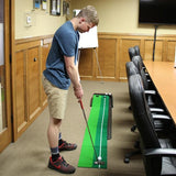 2.5m Golf Mini Putting Mat with Push Rod Trainer - Fairway Green - 45-Degree Angle
