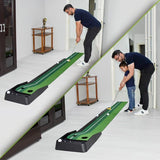 2.5m Golf Mini Putting Mat with Push Rod Trainer - Fairway Green - Rear View