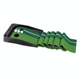 2.5m Golf Mini Putting Mat with Push Rod Trainer - Fairway Green - Close-Up Angle
