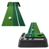 2.5m Golf Mini Putting Mat with Push Rod Trainer - Fairway Green - Low Angle