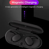 Waterproof Wireless Bluetooth Earphones with Magnetic Charging Box - 300mah - Green - Low Angle